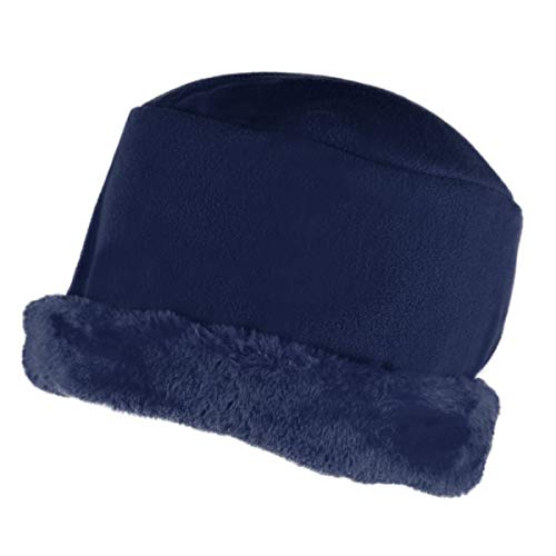 Women's Navy Solid Fleece 3-Piece gloves scarf Hat Winter Set4