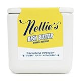 Nellie's Dish Butter - Zero-Waste Alternative to Liquid Dish Soap with Reusable Ceramic Container (White) - Light Lemongrass Scent - Plastic-Free Dishwashing - (Made in Canada)