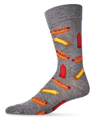 MeMoi Men's Tasty Hot Dogs Rayan Blend Novelty Crew Sock
