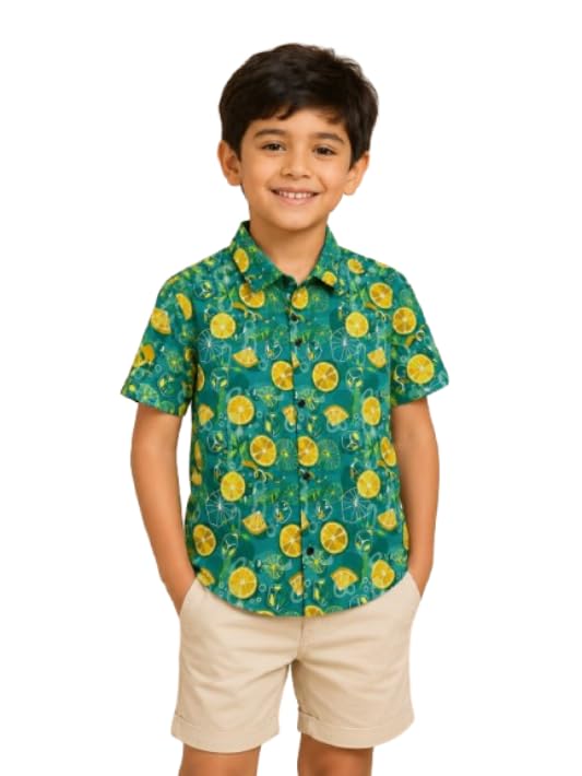 Image of RICH COPPER Fashionable Cotton Printed Half Sleeve Casual Shirt for Men Featuring Lightweight Fabric and Modern Design