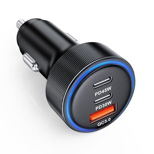 Image of 93W Cigarette Lighter Adapter,3-Ports Mini PD/QC USB C Fast Car Charger Adapter,Multiport Flush Fit 12V Car USB Socket Compatible with iPhone 17/16/15, Galaxy S25/S4,Android, Laptops