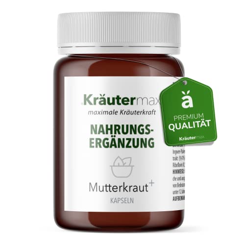 NEU! Mutterkraut Kapseln Extrakt hochdosiert mit Ingwer, Magnesium & Vitamin B - im Braunglas | nach Kräutermax Rezeptur | Ideal als Ersatz zu Mutterkraut Tropfen / Mutterkraut Tee | 1 x 60 Stück Cover
