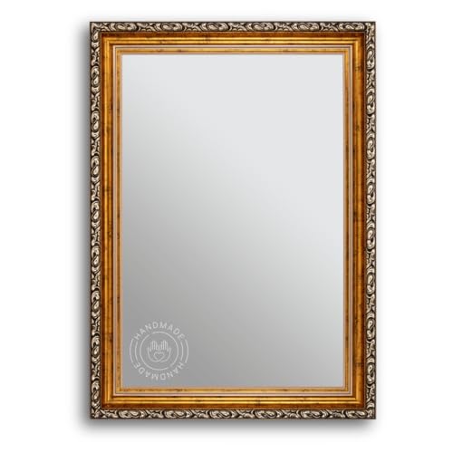 CLAMARO Vienne Miroir mural antique 85 x 120 cm avec cadre | Doré | Shabby Chic Vintage Miroir baroque avec cadre en bois | Miroir baroque avec crochet de suspension en métal et matériel de montage