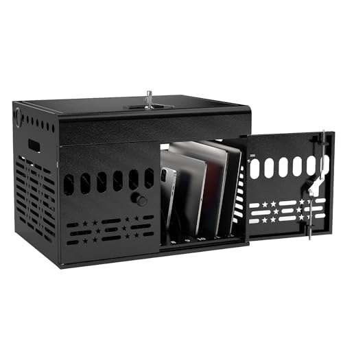 Image of Meteteel 12 Device Tablet Charging Station Lock Box for Chromebook Black