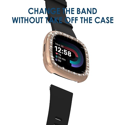 Simpeak 5-Pack Bling Case Compatible with Fitbit Versa 4/Sense 2 Smartwatch, Crystals Diamond Frame Protector Back Cover Replacement for Fitbit Sense 2/Versa 4, (No Screen) by Simpeak - Image 5