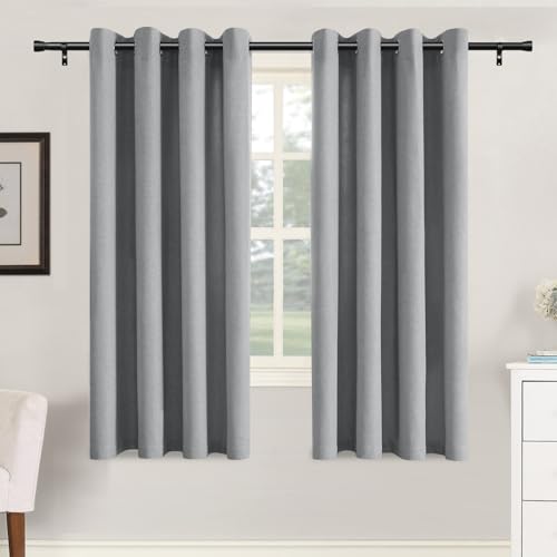 H.VERSAILTEX Soft Faux Linen Curtains 63 Inch Length 2 Panels for Living Room,Textured Room Darkening Grommet Window Treatments for Nursery/Bedroom 52W X 63L,Heather Grey