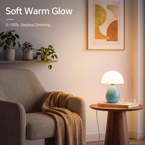 Image of Dawnwake Mushroom Lamp Table Lamp for Bedroom-Small Desk Table Lamps,Blue | Ice Crackle 10.08 inch Mid Century Modern Table Lamps for Living Room Bedroom Decor,Ceramic Lamps for Home Room Decor,Glass Shade