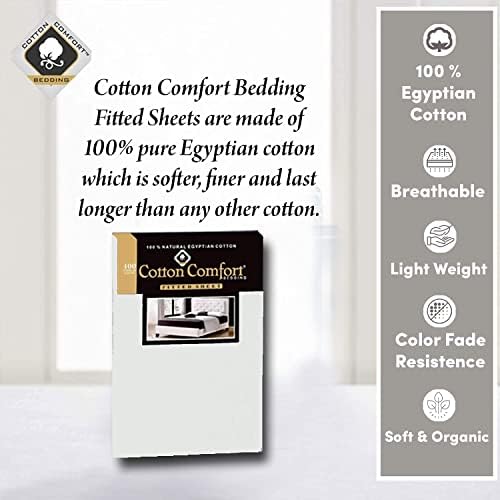 Cotton Comfort 100% EGYPTIAN COTTON Fitted Sheet 400 Thread Count Luxury Bedroom Bed Sheets Cream Small Double 4FT
