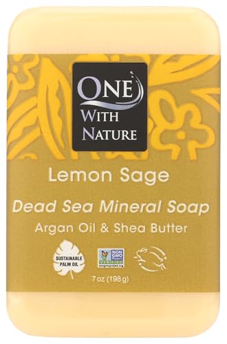 Minerali del Mar Morto One with Nature, Triple Milled Soap Bar, Lemon Sage, 7 oz (200 g) by One With Nature