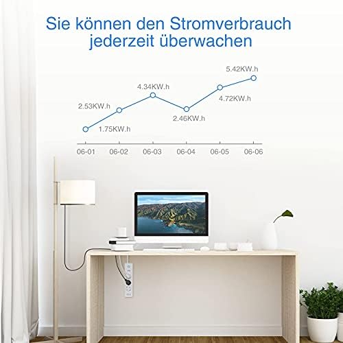 Listwa zasilająca Smart WLAN z 3 gniazdami AC, 3 USB, pojedynczo przełączana, ochrona przed przepięciem, pilot zdalnego sterowania, timer, kompatybilna z Alexa Google Home, 3-krotna listwa wtykowa,