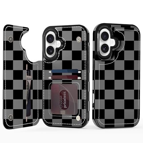 Étui portefeuille iPhone 17 avec porte-cartes et fermeture magnétique antichoc motif élégant