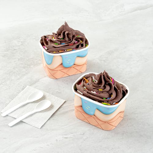 Image of Coppetta 12 Ounce Dessert Cups, 50 Greaseproof Ice Cream Cups - Lids Sold Separately, For Hot And Cold Foods, Frosty Delight Paper Yogurt Bowls, Disposable, Sturdy - Restaurantware