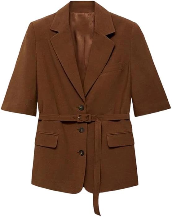 Women's Long Sleeve Blazer Shorts Two Piece Set Single Breasted Business Casual Suit