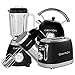 Pack Retro Batidora de Jarra, Batidora Amasadora, Tostadora y Hervidor de Agua Negro/Plata Dayron