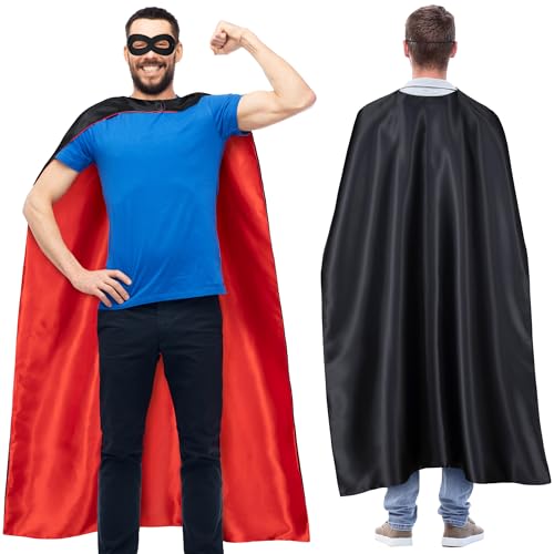 Adult Superhero Cape & Mask Set - Double-Sided Super Hero Capes and masks for Men Women Dress-Up Parties3
