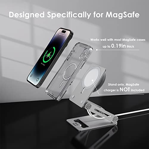 Minthouz Phone Stand for MagSafe Charger, Adjustable MagSafe Charger Stand for Desk with 360° Rotation, MagSafe Stand Designed for iPhone 14/13/12 Pro/Max/Mini/Plus[MagSafe is Not Included]