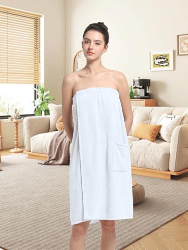 Image of Women'S Soft Wrap Towel Full Length,Bath Robe After Shower Female Plush Long,Spa Bathrobes Lightweight With Pockets