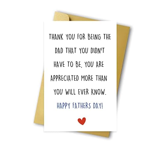 Simple Step Fathers Day Card Gift for Dad, Funny Stepdad Gifts from Stepdaughter Stepson, Humorous Card for Stepfather, Thank You Appreciation Card for Step Dad