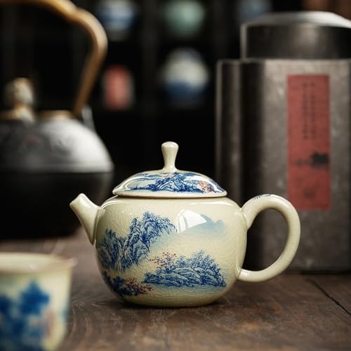 Tetera pequeña de cerámica con filtro para té suelto miniatura 7