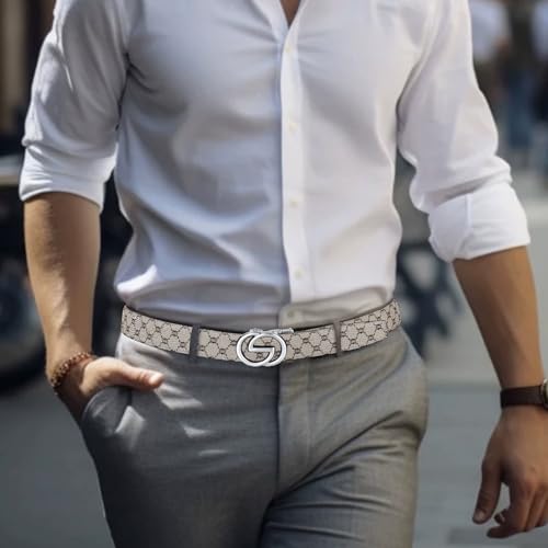 Image of ITIEZY Ratchet Belts for Men - Leather Click Belt for Casual Dress 1 3 /8 inch, Mens Adjustable Belt Trim to Fit