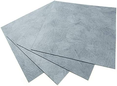 ROSEROSA Peel and Stick Engineered PVC Tiles Stone Concrete Pattern Self Adhesive Durable Vinyl Flooring (ECK-203 : Square 4 Tiles)