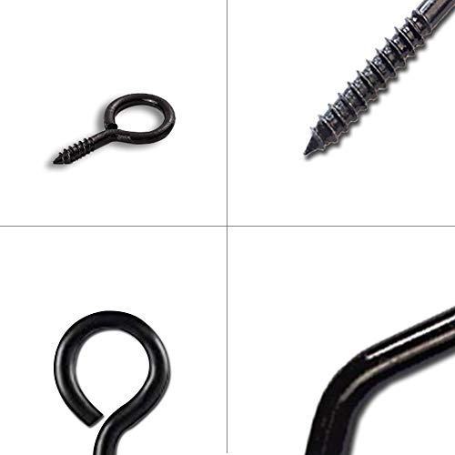 ECKJ 191pcs Screw Eyes Zinc Plated Metal Eye Hook Screw Self Tapping Screws Includes 9 Sizes Color Black - Image 5