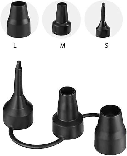 Elektrische Luftpumpe Adapter Elektropumpe Adapter Luftpumpe Düsen Ersatzdüsen Adapter Elektrische Luftpumpen Tragbar für Luftbett Luftpumpen-Zubehör, 3 Größen, Schwarz