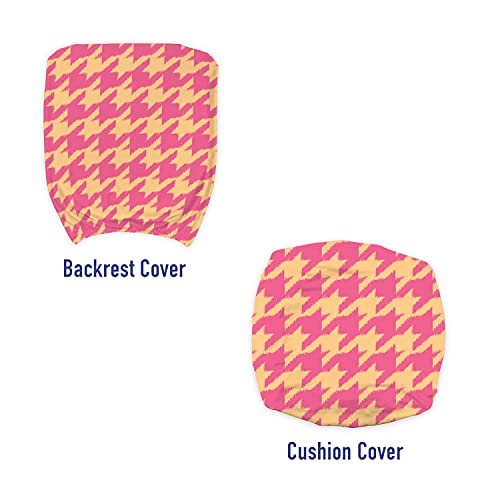 Ambesonne Houndstooth Office Chair Slipcover, Hand Drawn Ikat Pattern Traditional Old Fashioned Design In Pastel Colors, Decorative Stretch And Washable Fabric Cover, Standard Size, Peach Pink #TOP2