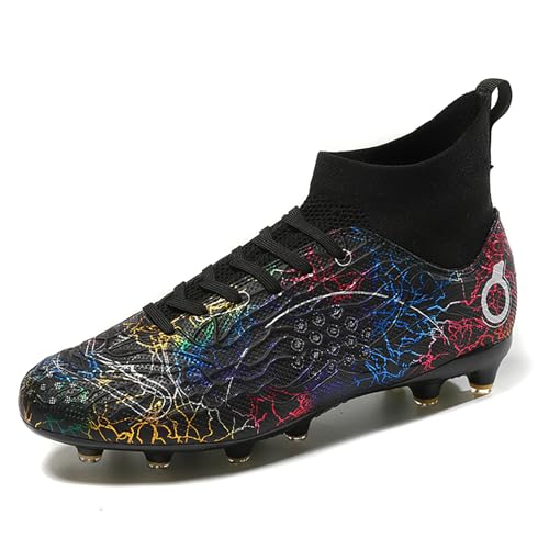 Image of Men's Soccer Shoes High-Top Soccer Cleats Outdoor Breathable Athletic Professional Spikes Youth Boys Football Shoes Unisex