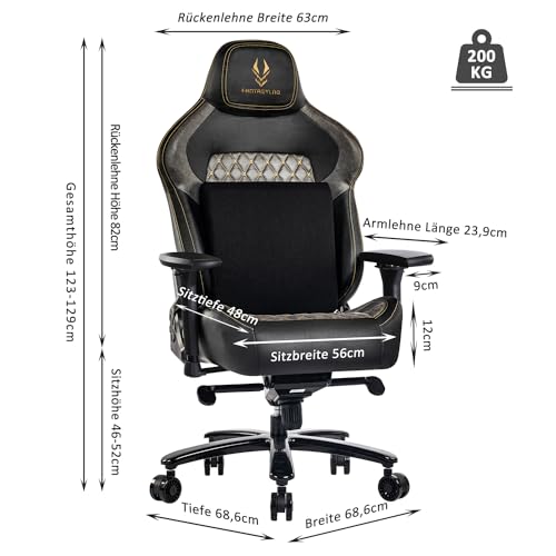 Fantasylab Gaming Stuhl 200KG Belastbarkeit Bürostuhl 200KG Verstellbare Armlehne 4D Gamer Stuhl...