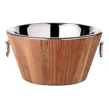 Photo Gallery edzard champagne, santiago (Ø 46 cm, altezza 23 cm), in legno di teak, in acciaio inox lucidato a specchio, con manici Photo Gallery edzard champagne, santiago (Ø 46 cm, altezza 23 cm), in legno di teak, in acciaio inox lucidato a specchio, con manici
