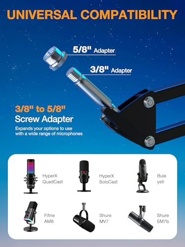 image for SUNMON Mic Arm, Microphone Boom Arm for Fifine AM8 Blue Yeti HyperX Qu