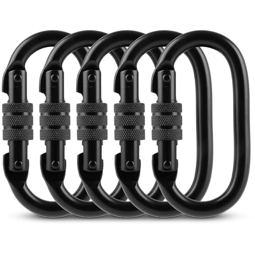 LOPYXBR 5 Stück Karabiner Klettern 25KN Karabinerhaken Klettern, Kletter Karabiner Groß, Hochleistungs Kletterkarabiner für Klettern, Fallschirmspringen, Bergsteigen, Schaukeln, Hängematten