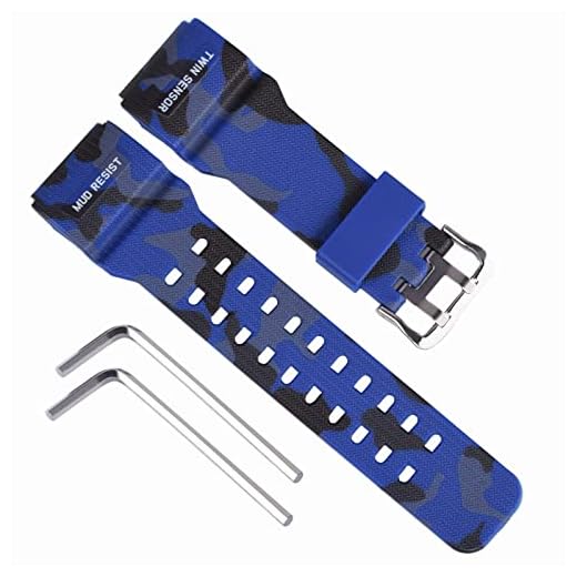 OliBoPo Pulseira de relógio de reposição de resina natural para Casio Mens G-Shock Master of G Mudmaster relógio esportivo com sensor duplo GG-1000/GWG-100/GSG-100 (azul camuflado)