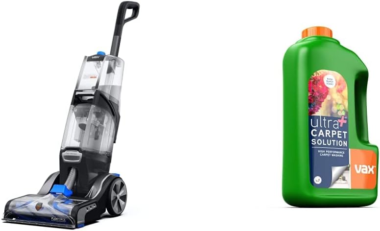 Vax 1-1-142257 Platinum Smartwash Carpet Cleaner, Charcoal/Blue & 1-9-137771 Ultra Plus Carpet Cleaning Solution, 1.5L