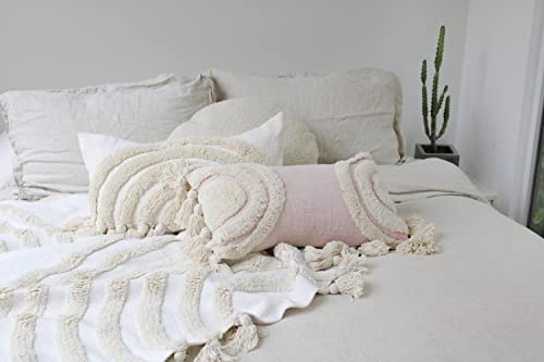 Casa Boho Pillow Cover Boho Rainbow Pillow Pink Boho Pillow Cover Rainbow Pillow Boho Throw Pillows For Bed Decorative Pillows For Bed Fringed Rainbow Pillow Cover Blush 12X22 #TOP2