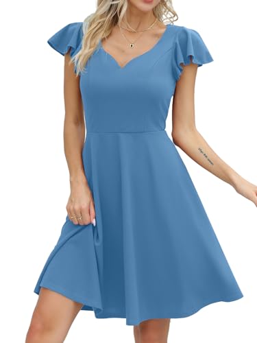 Kurz A-Linie Herzausschnitt Minikleid Cocktailkleid - Missufe Damen Elegant...