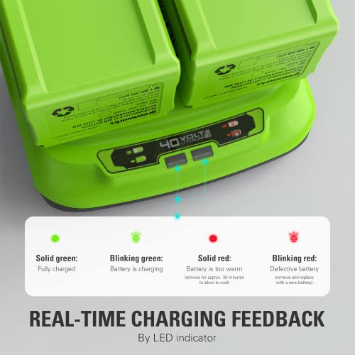 Image of Greenworks 40V 8A Dual Port Rapid Charger(Genuine Greenworks Charger)