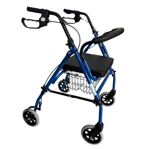 Andador para Adultos Rollator de 4 Ruedas. Andador para Mayores con Frenos en Empuñaduras. Andador Ortopedico Plegable. Andador para Ancianos con Asiento. Andador Aluminio Adulto.