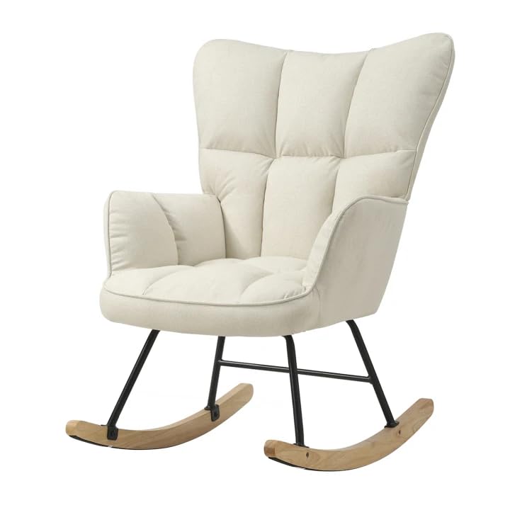 Home Nature Schaukelstuhl aus Holz, bis 150 kg belastbar, Moderner...