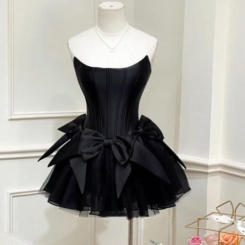 A Line Tulle Above Knee Mini Prom Dresses Satin Bow Appliques Formal Event Party Dress Women Special Pageant Gowns4