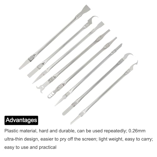uxcell 8 in 1 Metal Spudger Phone Pry Opening Repair Tools Kit Screen Disassemble Set Double Ended for Cellphone Mobile Phone Laptop PC - Image 4