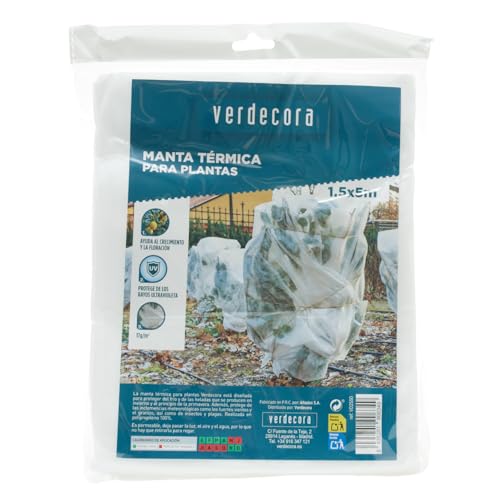 verdecora Manta Térmica 17g 1.5x5m | Protección Ligera contra Heladas y Frío para Plantas | Ideal para Huertos y Jardines | Material Transpirable y Resistente