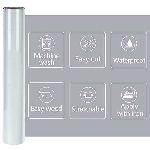 Image of RENLITONG Reflective HTV Iron on Vinyl 12Inch by 5ft Roll Heat Transfer Vinyl for T-Shirt HTV Rolls for All Cutter Machine - Easy to Cut & Weed for Heat Transfer Design (Reflective Light Gray)