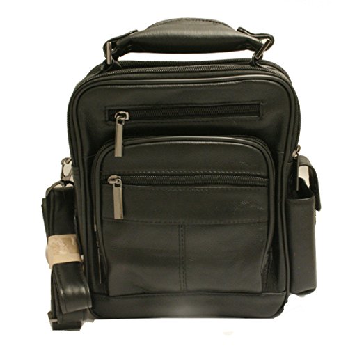 Sac porté épaule cuir noir homme sacoche bandoulière urbaine en cuir véritable