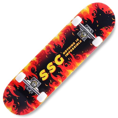 GHBXJX 31 Inch CompleteSkateboard, Youth Teens Serie Skateboards, geeignet für Anfänger, Kinder und Jugendliche, ideal für Cruising und grundlegende Tricks, klassischer Stil,Rot