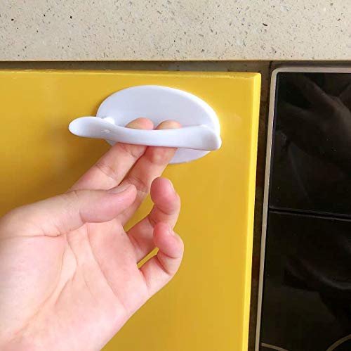 4 Pcs White Self-Adhesive Handles For Sliding Door, Peel And Stick Cabinet Handles Without Drill, Stick On Knobs For Bathroom Mirror Doors #TOP3