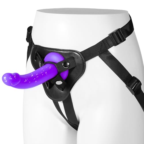Strap On Dildo Sex Toys: Soft Strap on Harness with 7 Inch Curved Liquid Silicone Dildo Adult Toys for Pegging Play