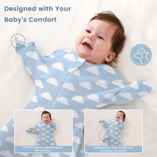 Image of ZIGJOY Swaddle Sleep Sack 6-12 Months, 1.0 Tog Cotton Baby Swaddle Blanket | 100% Cotton - Soft & Breathable & Non-shrink, 2-way Zipper for Easy Diaper Changes, Long Sleeves Allow Self-soothing