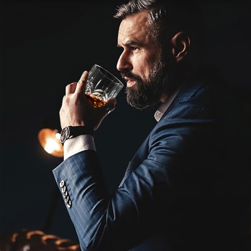 Hlukana Unbreakable Plastic Whiskey Glasses Set of 6, 14 Oz Old Fashioned Glasses for Scotch Cocktail Rum Bourbon Vodka Liquor, Unique Gifts for Men, Reusable, Clear, BPA-free, Dishwasher Safe